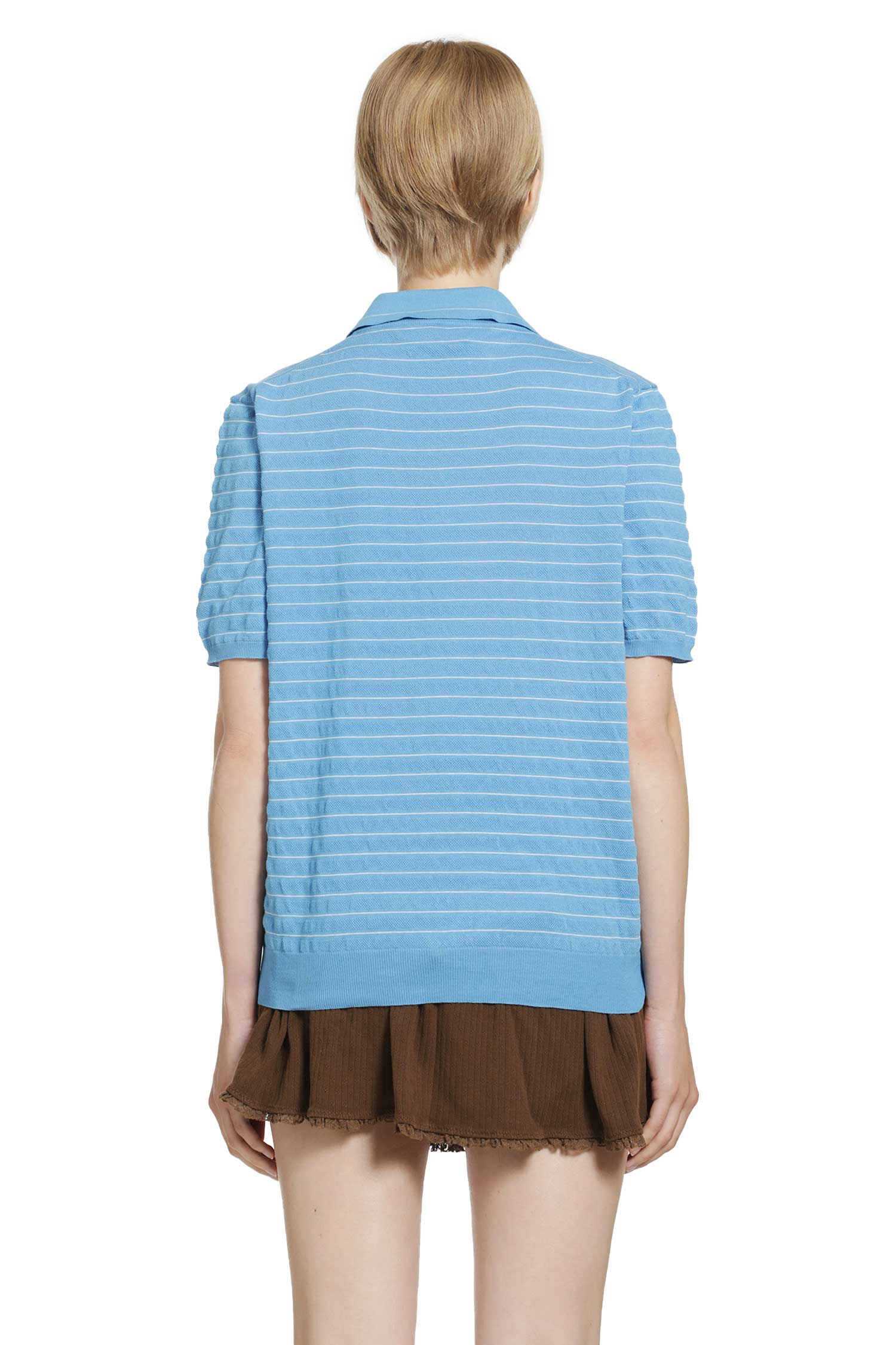 MIU MIU Striped Cotton Knit Polo woman