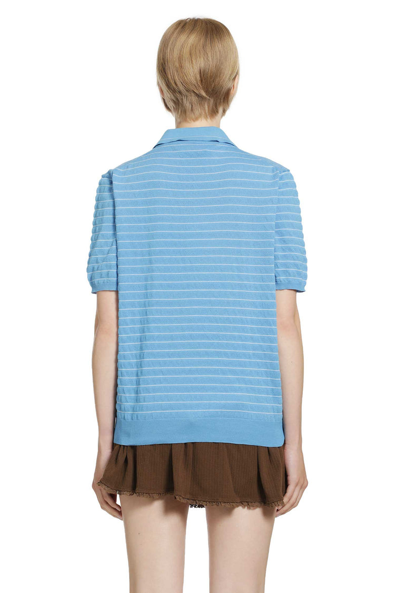 MIU MIU Striped Cotton Knit Polo woman