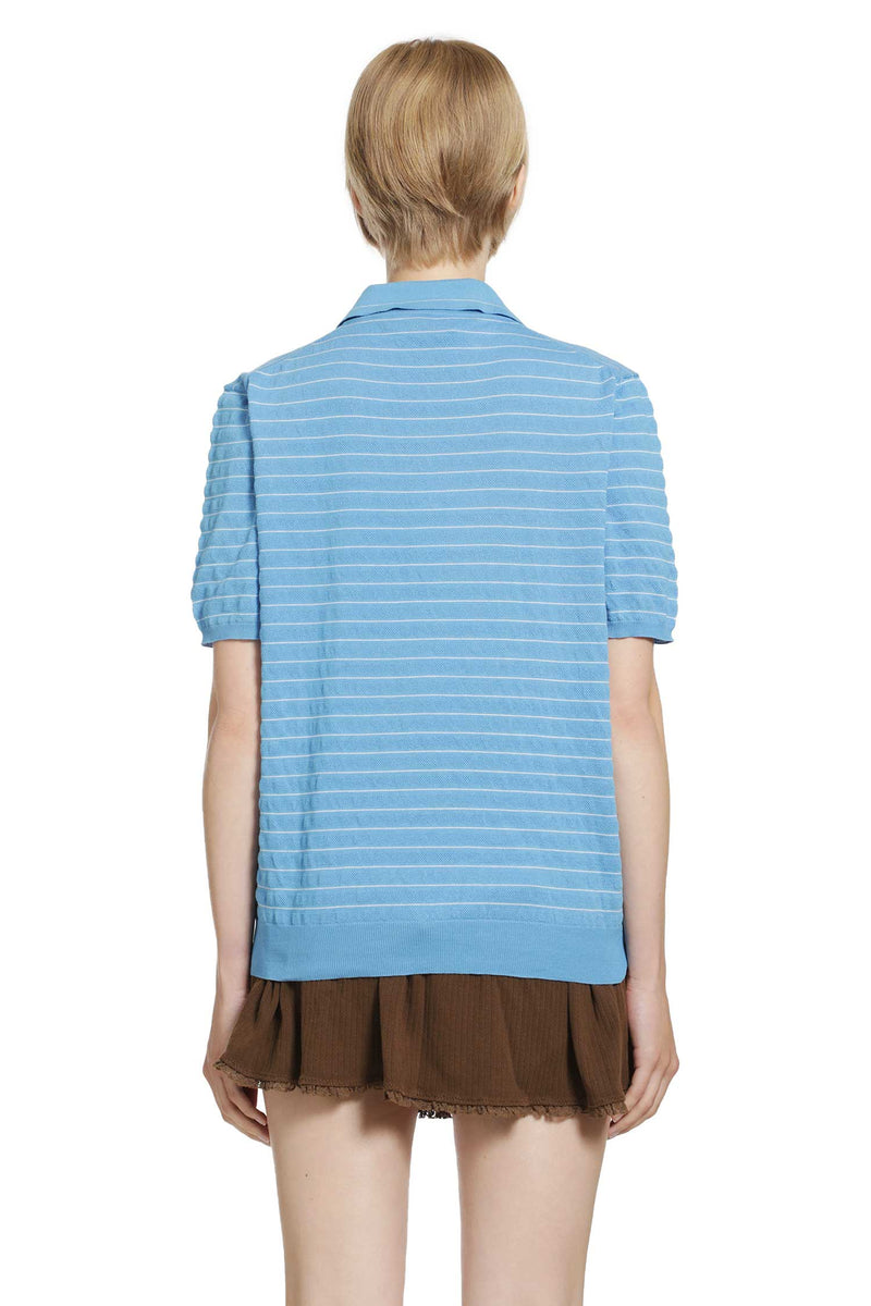 MIU MIU Striped Cotton Knit Polo woman