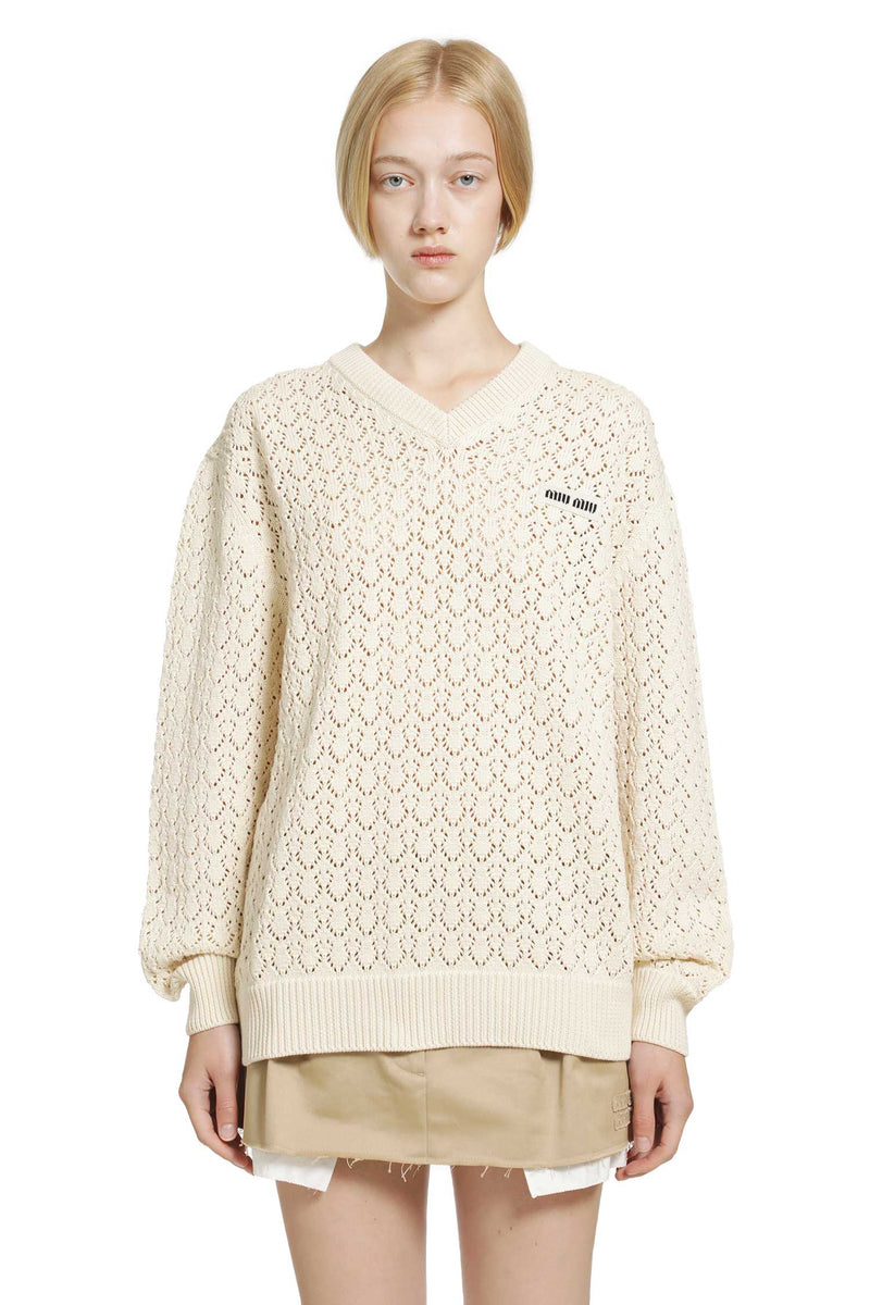 MIU MIU Cotton V-neck Sweater woman