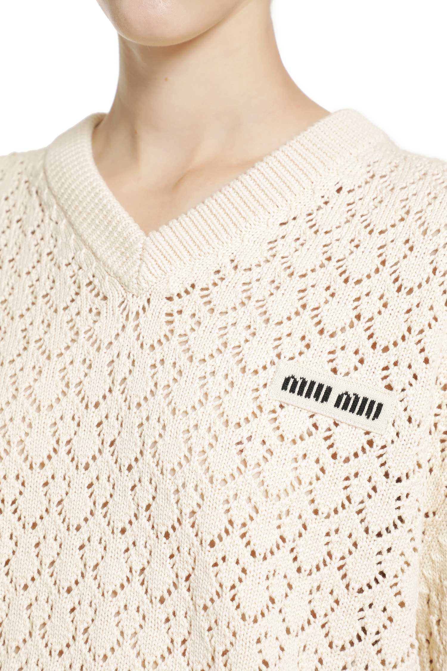 MIU MIU Cotton V-neck Sweater woman