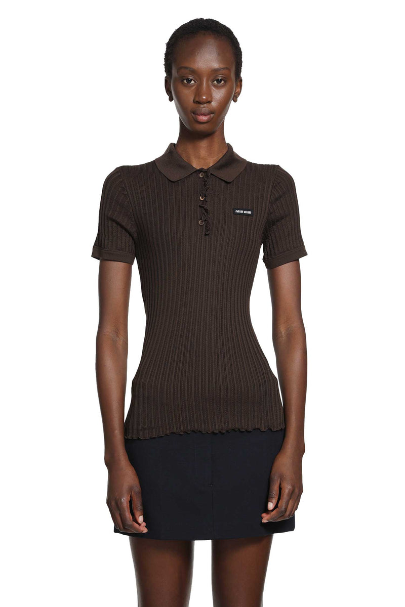 MIU MIU Silk Knit Polo Shirt woman