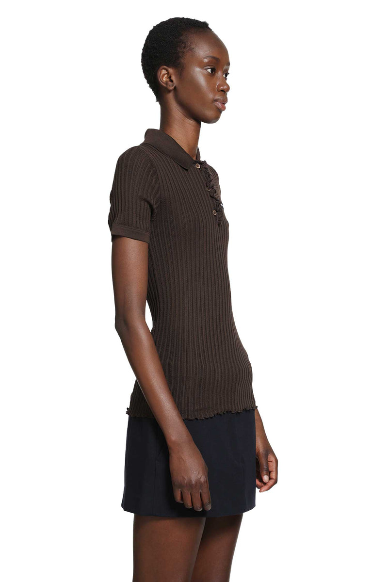 MIU MIU Silk Knit Polo Shirt woman