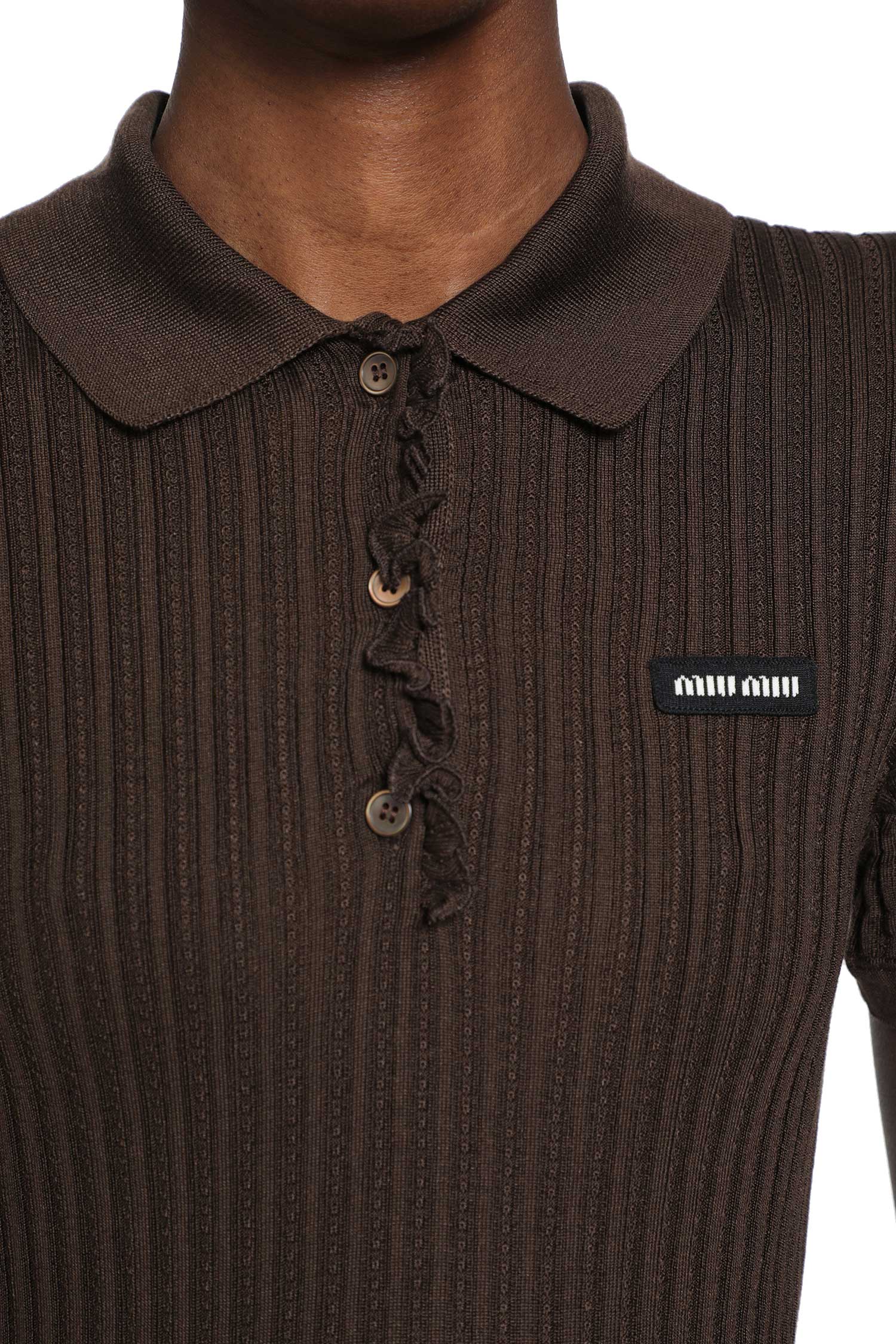 MIU MIU Silk Knit Polo Shirt woman