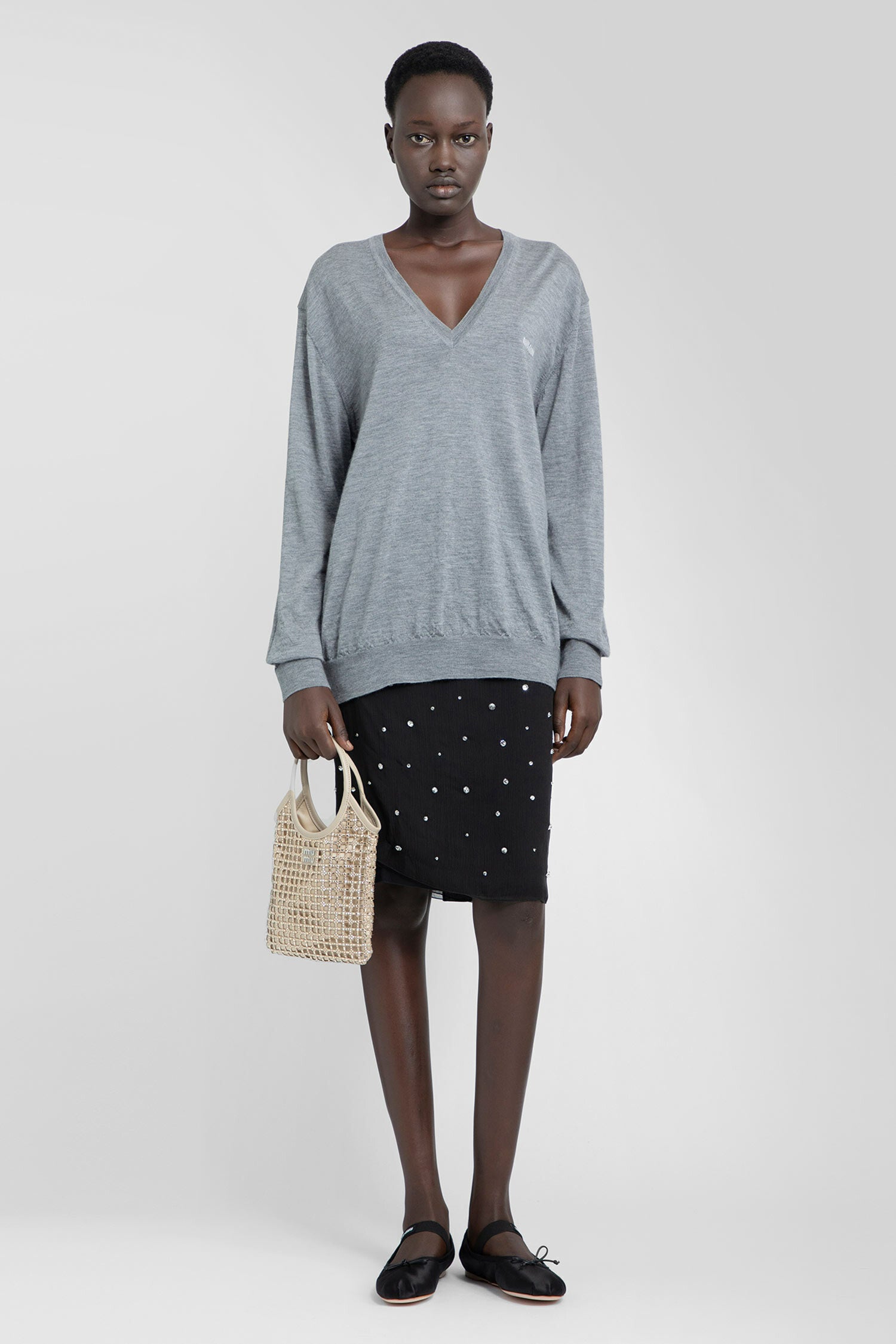 MIU MIU WOMAN GREY KNITWEAR