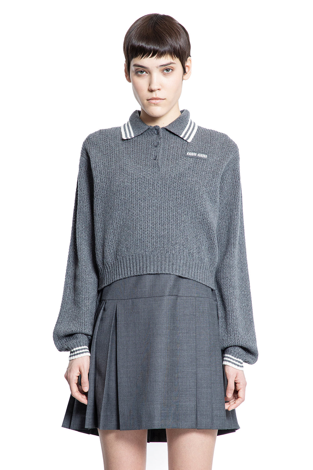 MIU MIU WOMAN GREY KNITWEAR