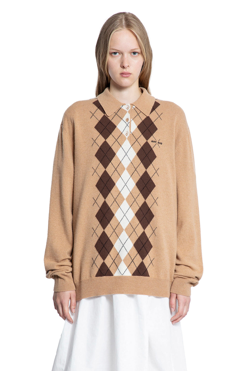 Argyle Cashmere Polo Sweater