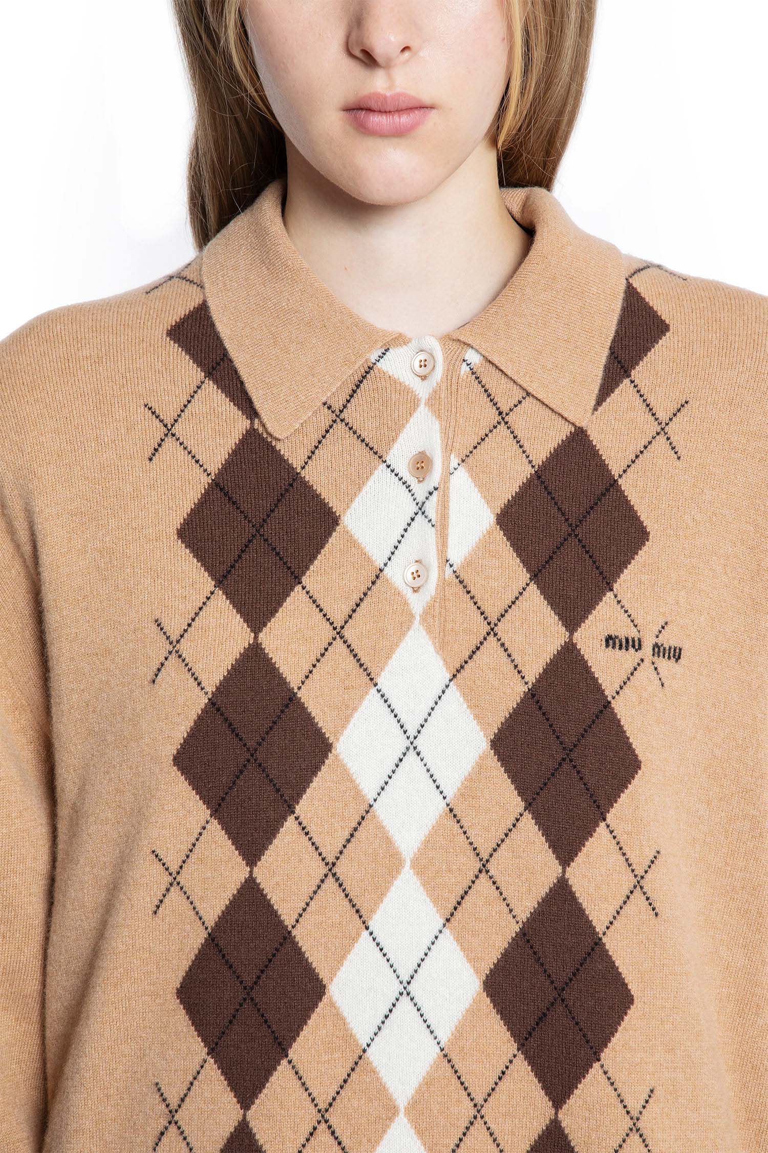 Argyle Cashmere Polo Sweater