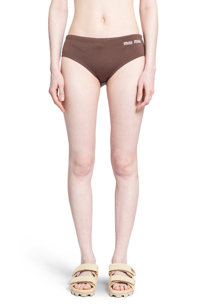 MIU MIU WOMAN BROWN SHORTS