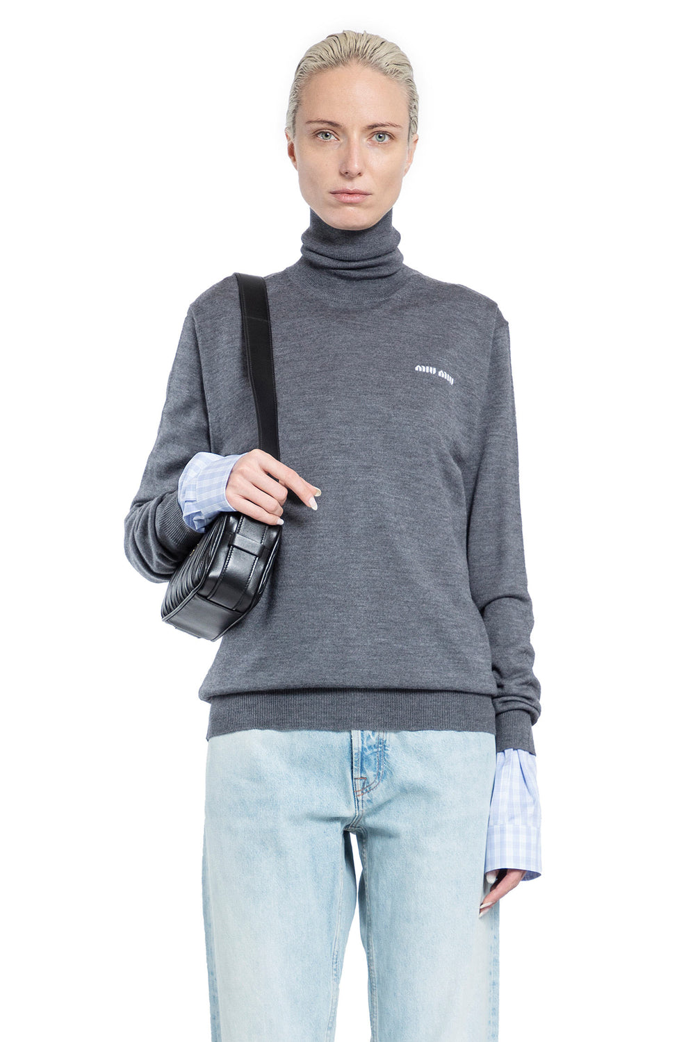 MIU MIU WOMAN GREY KNITWEAR