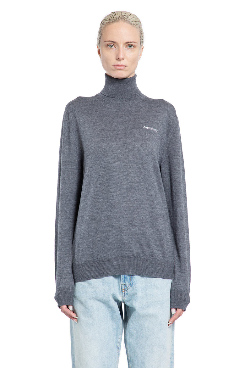 MIU MIU WOMAN GREY KNITWEAR