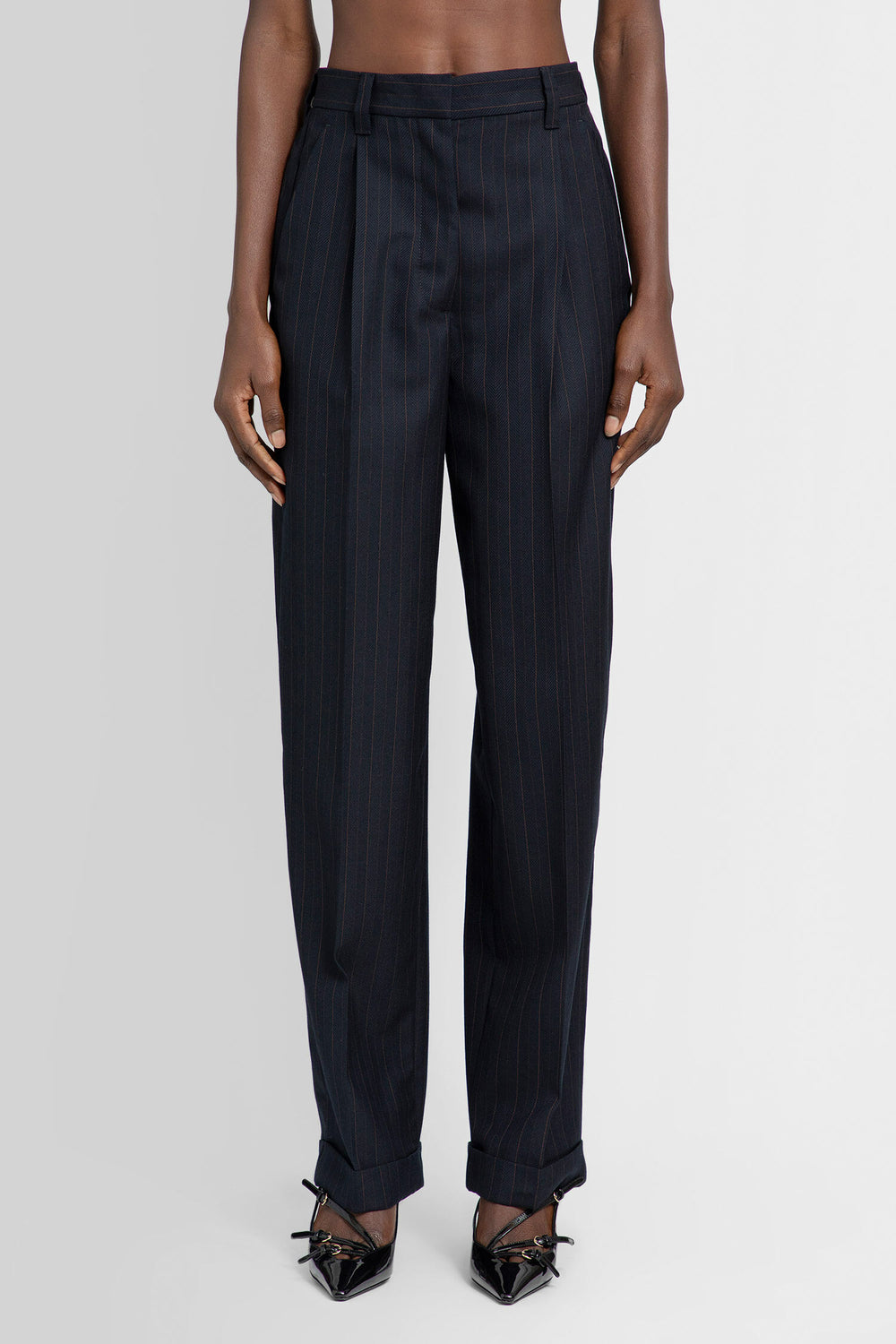 MIU MIU WOMAN BLUE TROUSERS