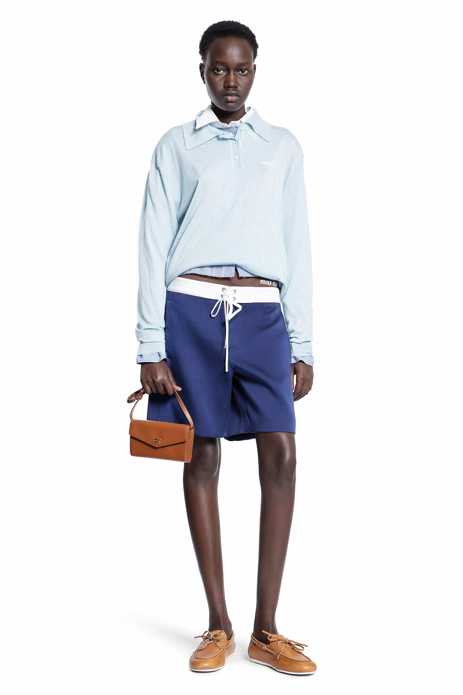 MIU MIU WOMAN BLUE SHORTS