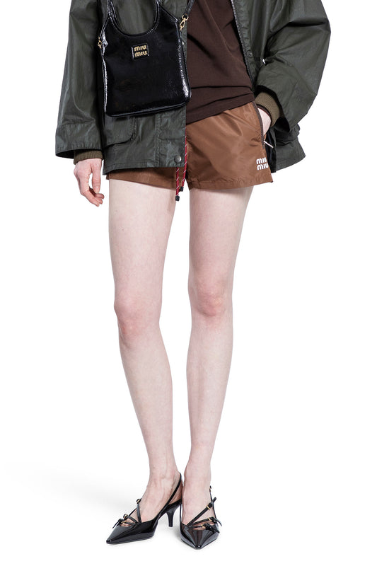 MIU MIU WOMAN BROWN SHORTS