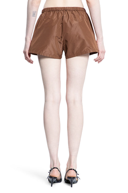 MIU MIU WOMAN BROWN SHORTS