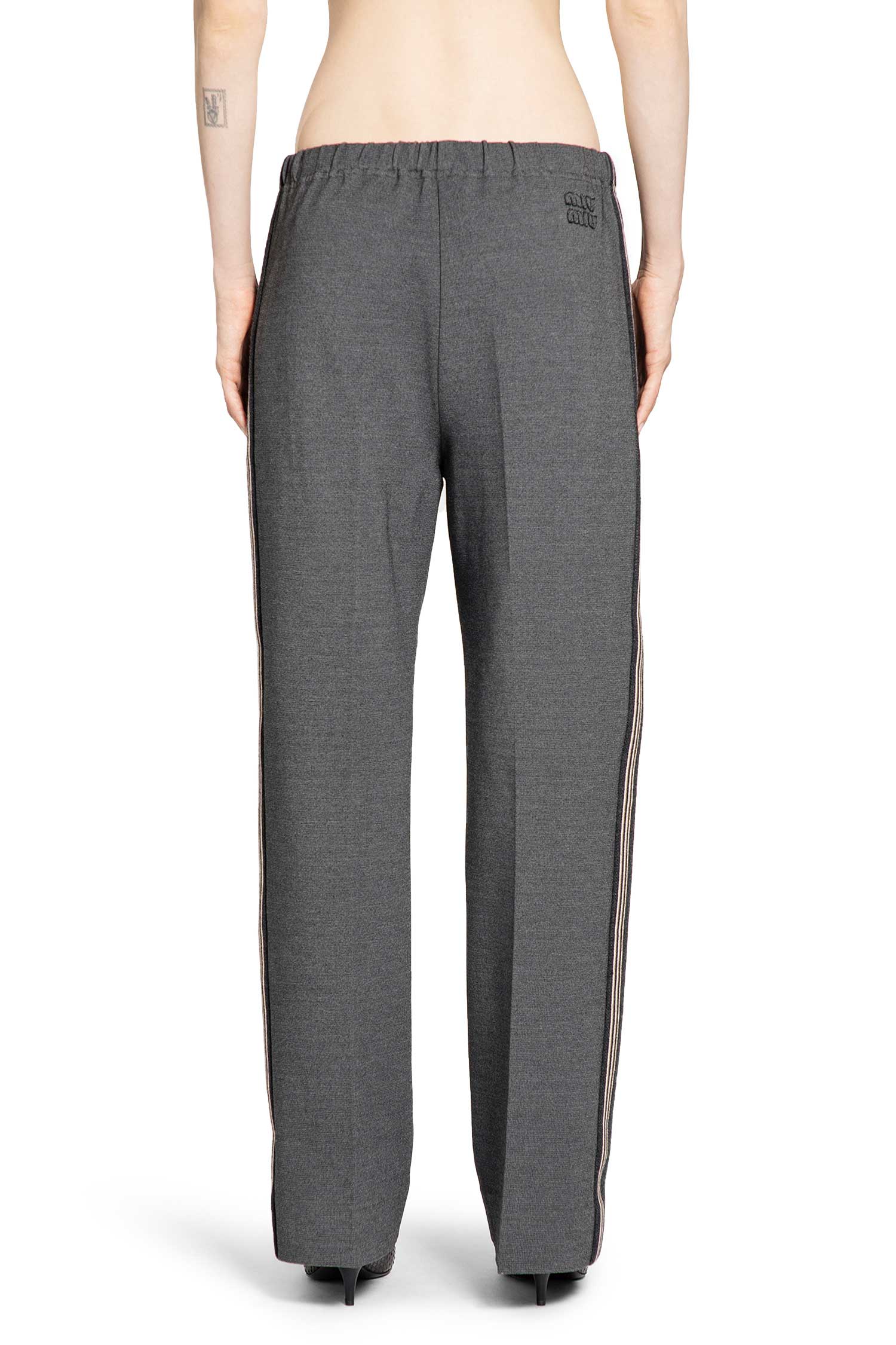 MIU MIU WOMAN GREY TROUSERS