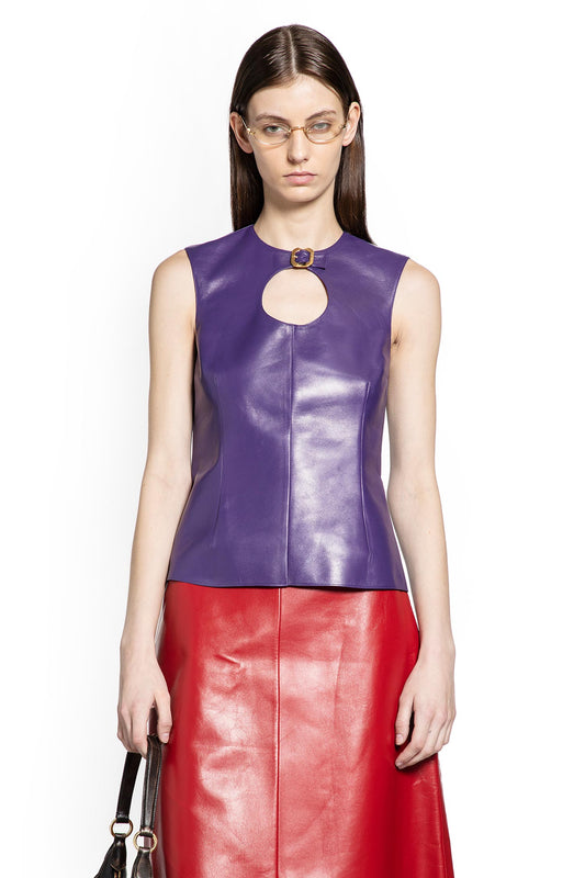 Nappa leather top with buckle