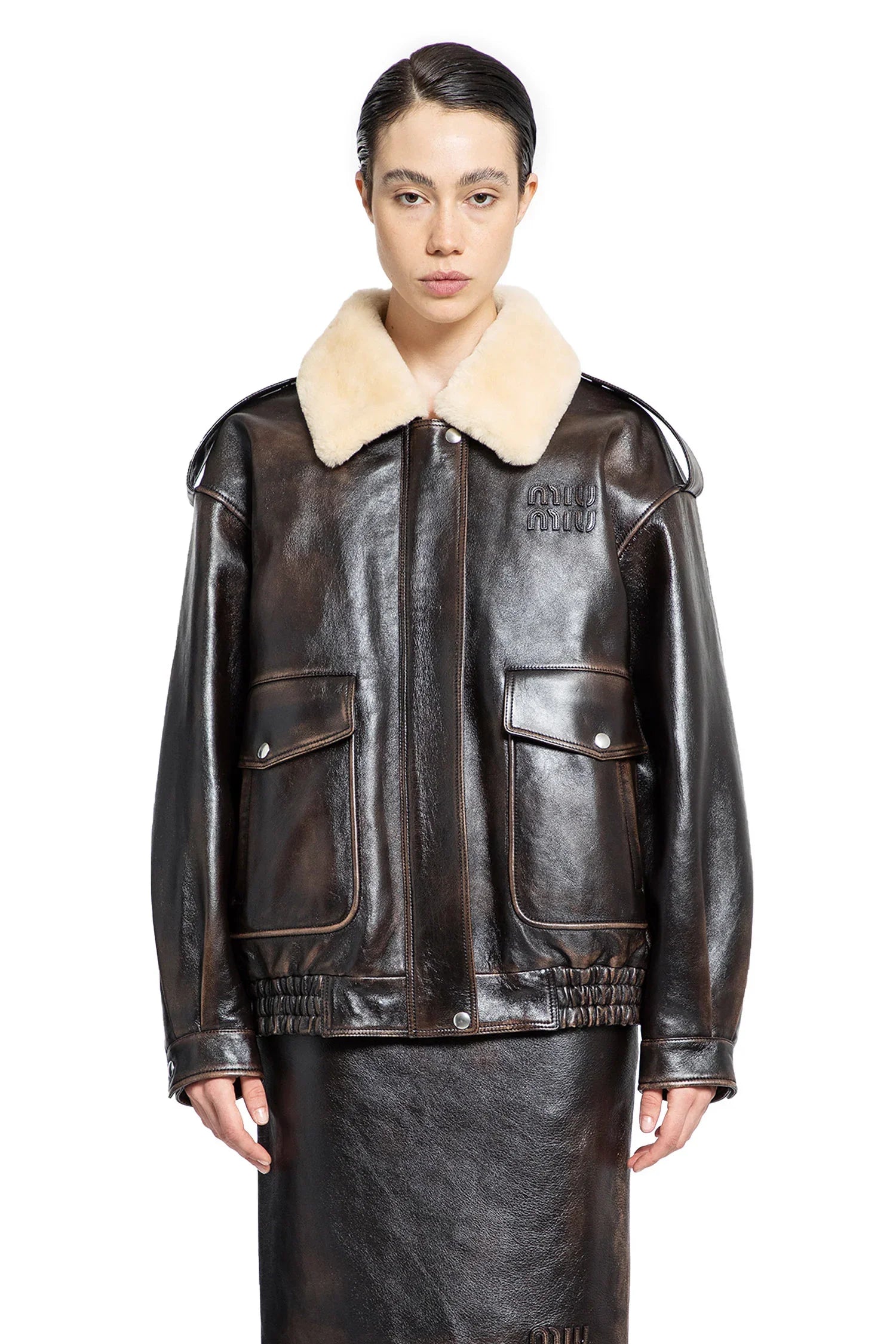 MIU MIU WOMAN BROWN JACKETS - Antonioli.eu