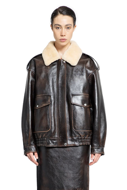 MIU MIU WOMAN BROWN JACKETS - Antonioli.eu