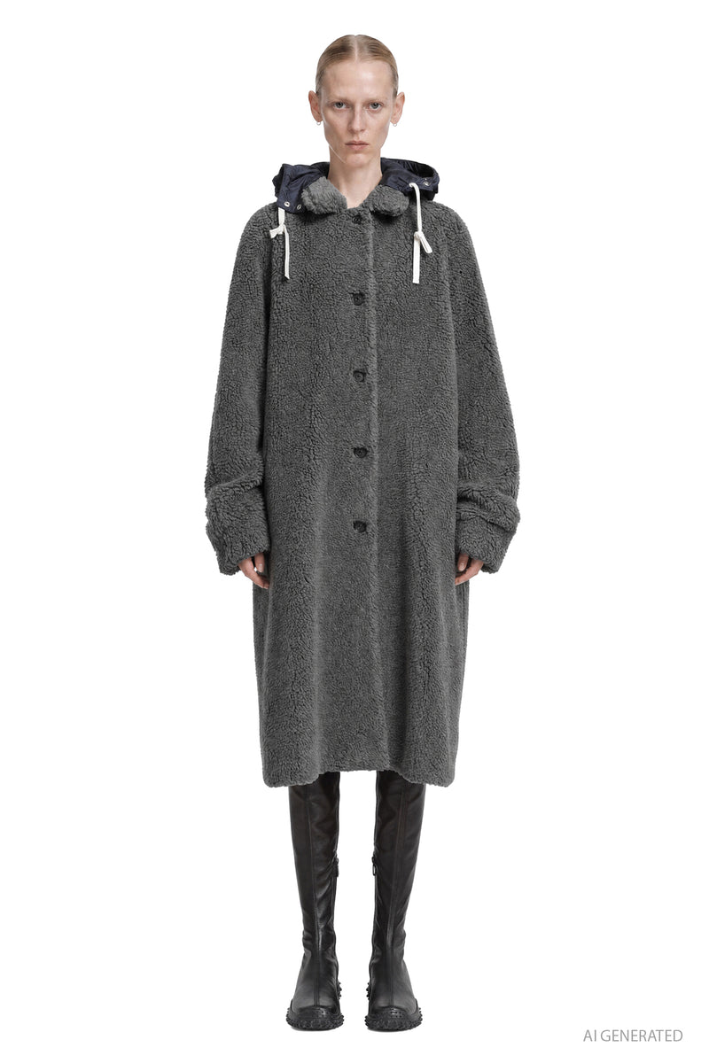 MIU MIU Single-Breasted Fleece Coat woman