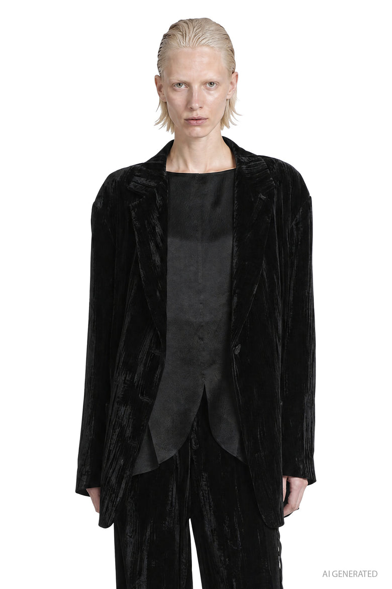 MACRO'SENSES Oversized Striped Velvet Blazer woman