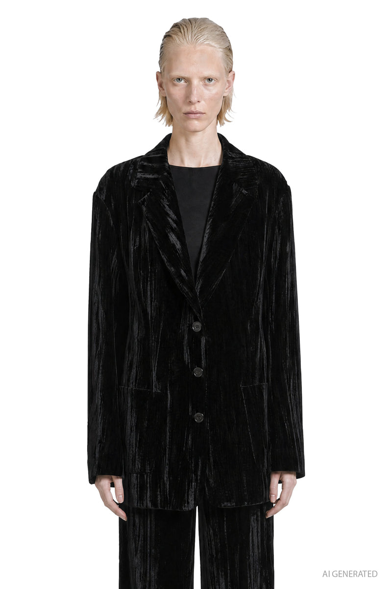 MACRO'SENSES Oversized Striped Velvet Blazer woman