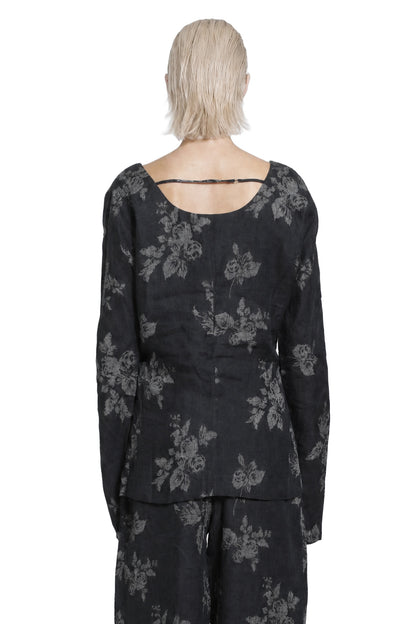 Floral Jacquard Linen Top