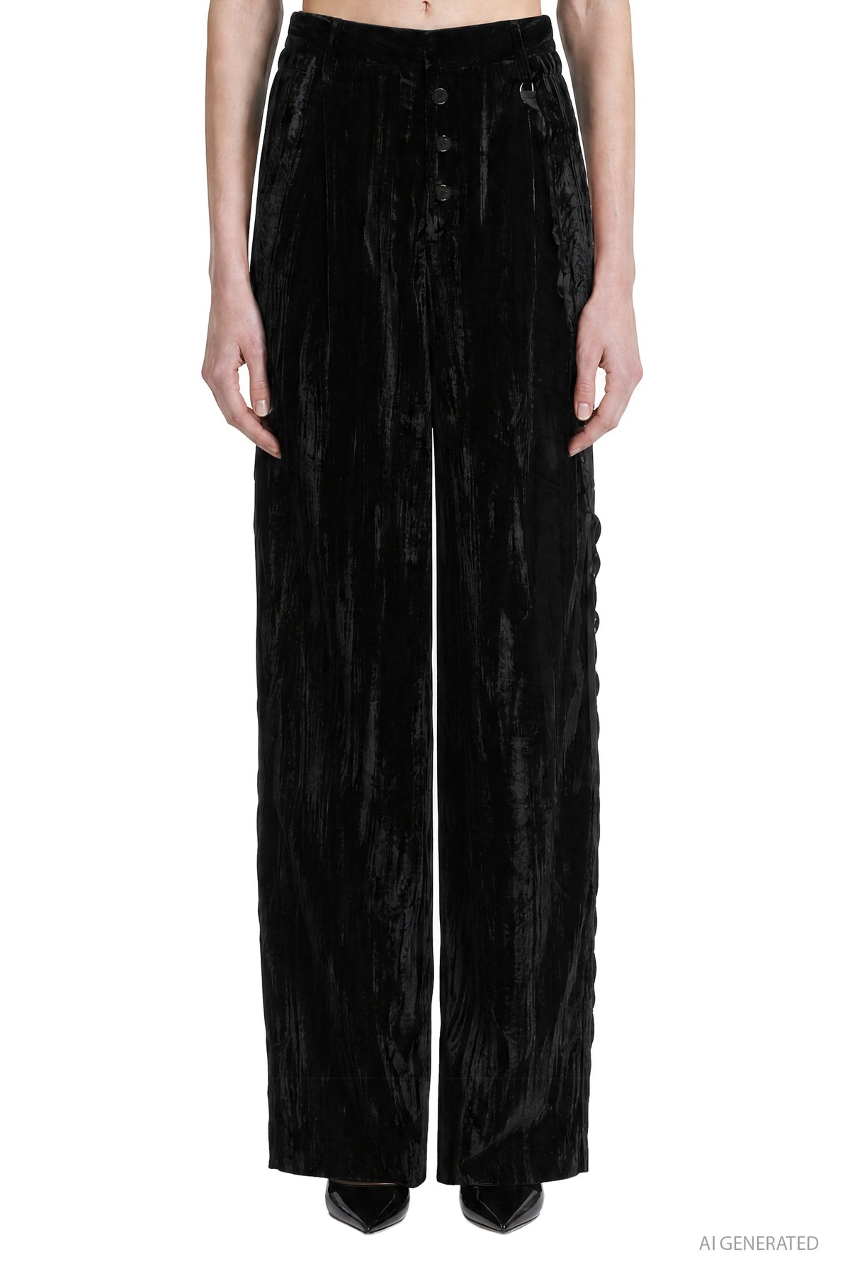 MACRO'SENSES Striped Velvet Straight Leg Trousers woman