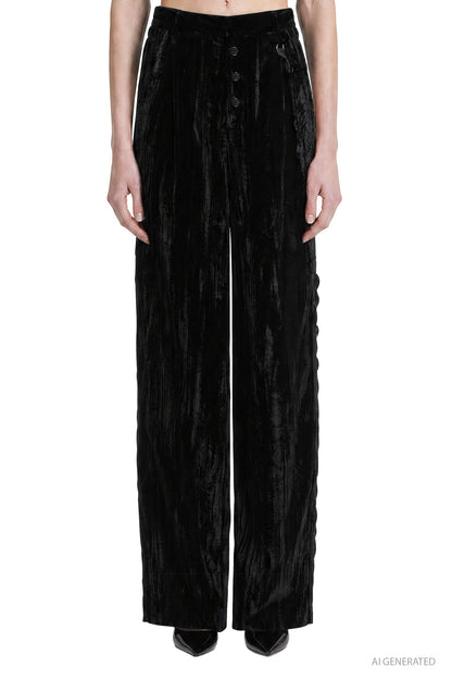Striped Velvet Straight Leg Trousers
