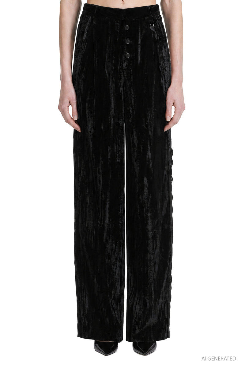 MACRO'SENSES Striped Velvet Straight Leg Trousers woman