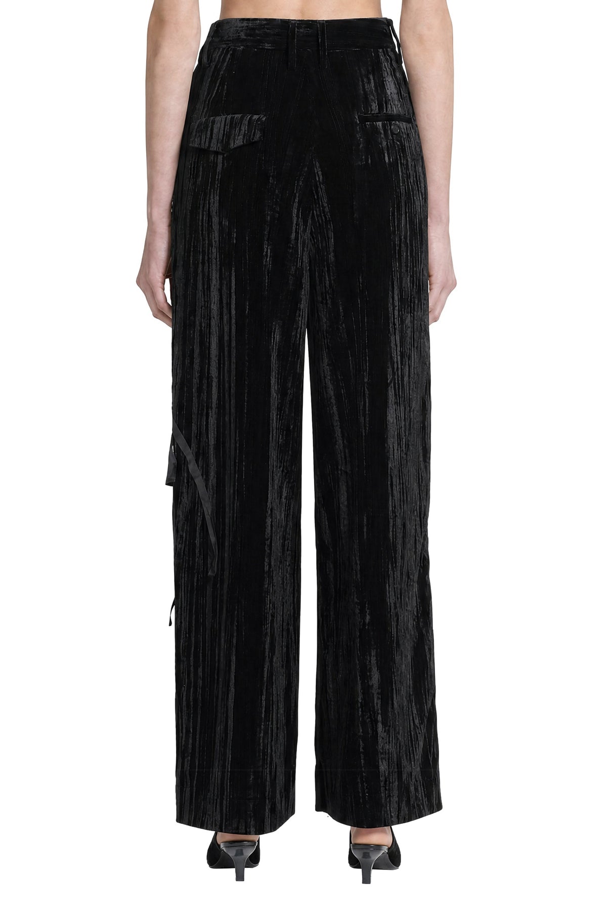 Striped Velvet Straight Leg Trousers