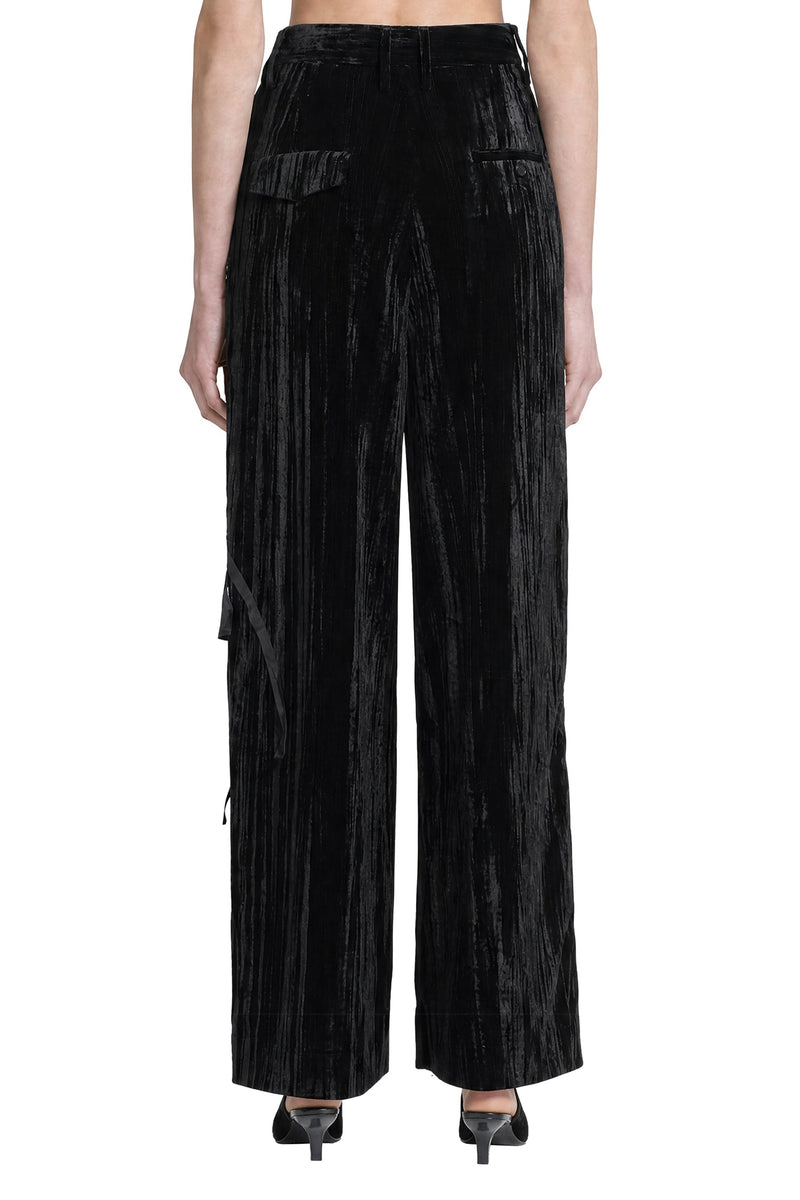 MACRO'SENSES Striped Velvet Straight Leg Trousers woman