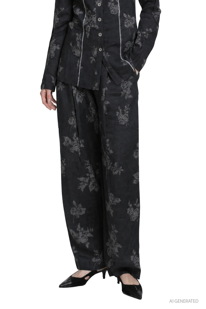 MACRO'SENSES Jacquard Linen Trousers woman