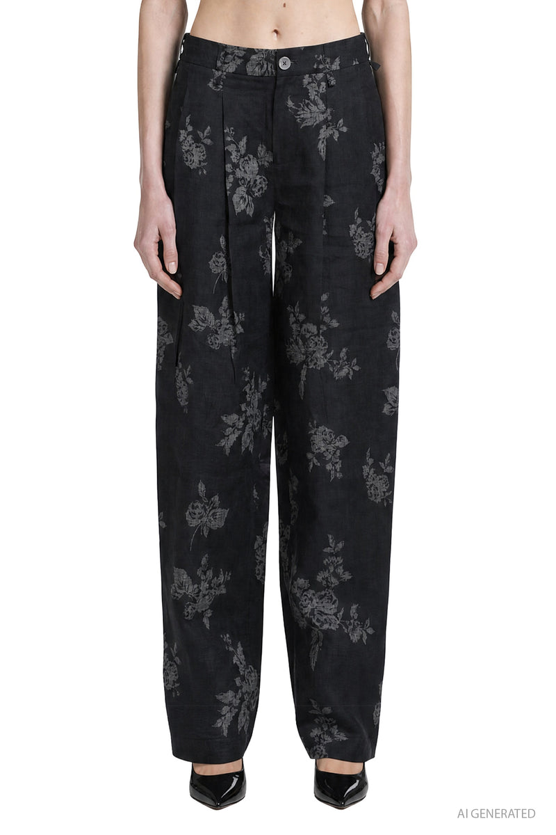 MACRO'SENSES Jacquard Linen Trousers woman