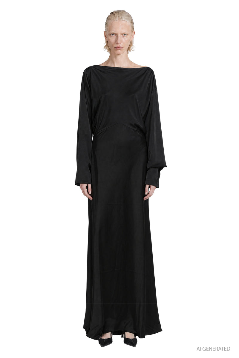 MACRO'SENSES Boat Neck Long Sleeve Dress woman