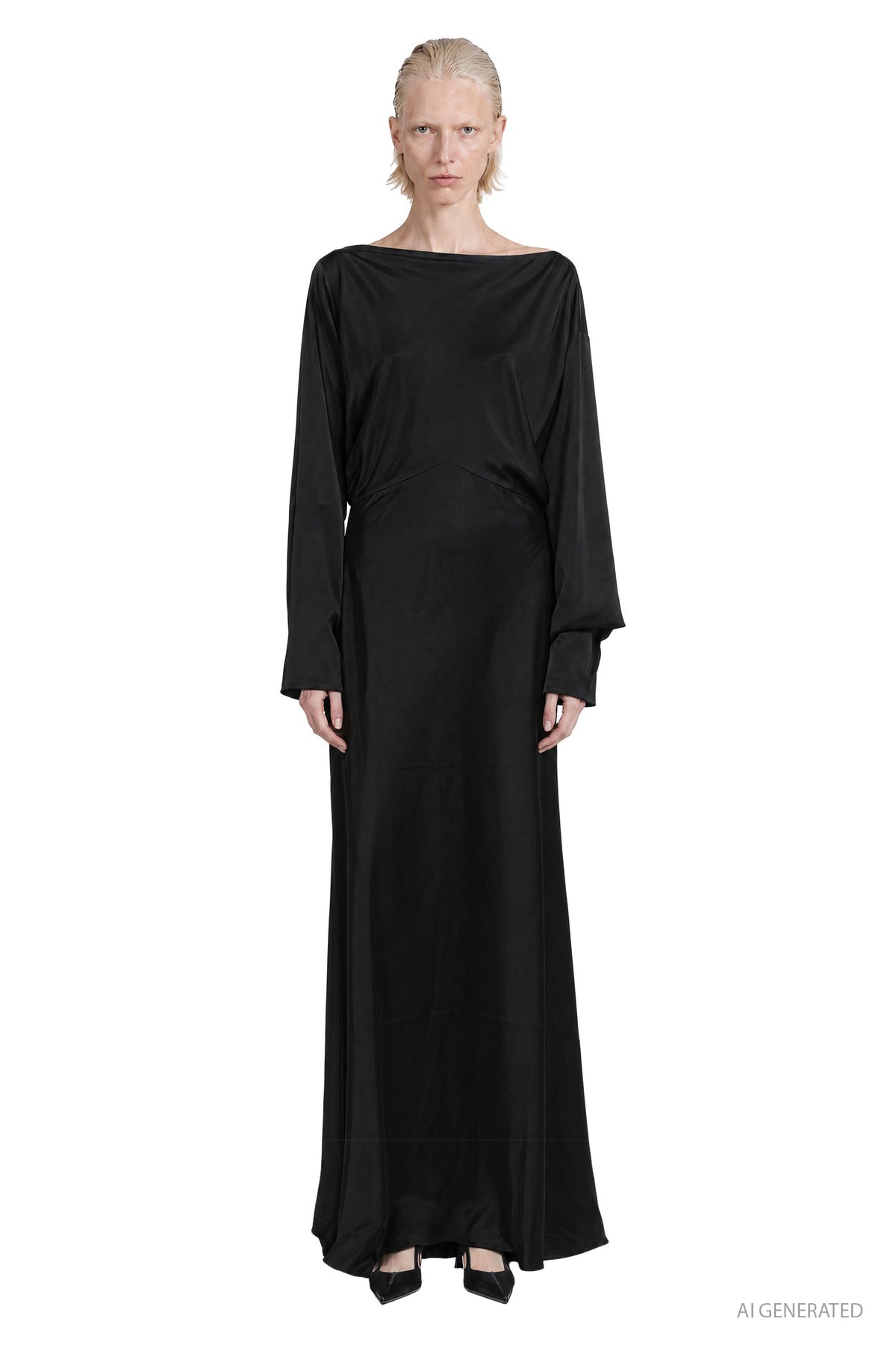 Boat Neck Long Sleeve Dress