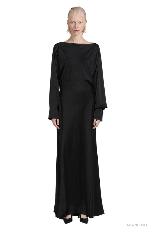 Boat Neck Long Sleeve Dress