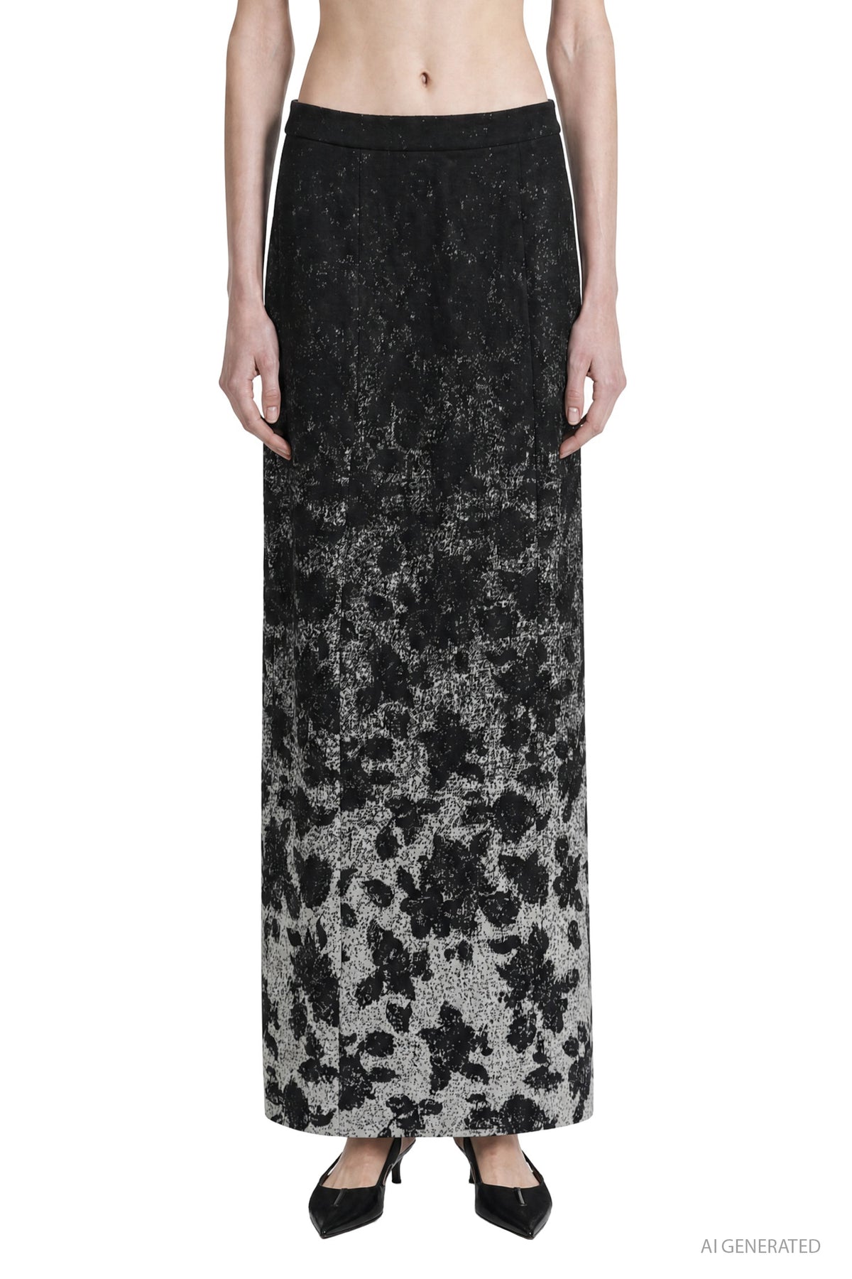 Wool Blend Jacquard Long Skirt