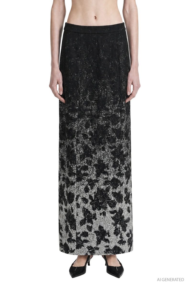 MACRO'SENSES Wool Blend Jacquard Long Skirt woman