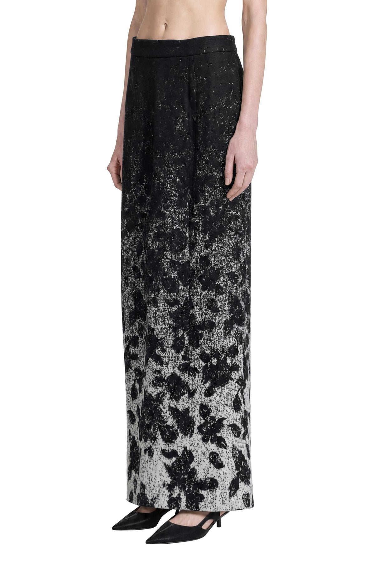 Wool Blend Jacquard Long Skirt