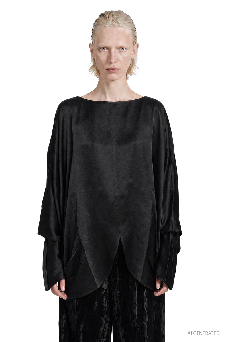 MACRO'SENSES Batwing Sleeve Silk Top woman