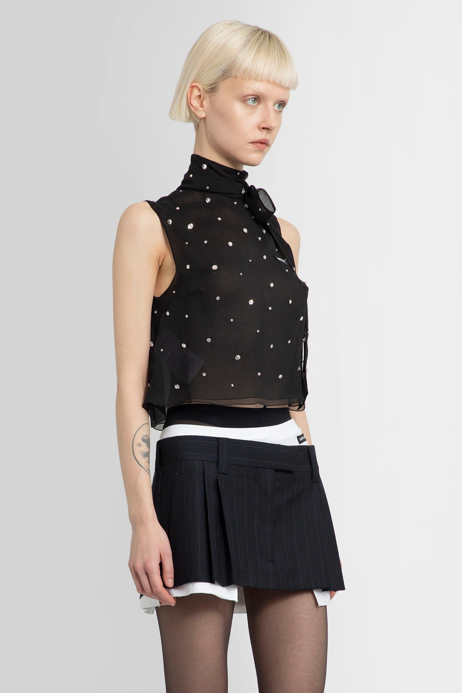 MIU MIU WOMAN BLACK TOPS