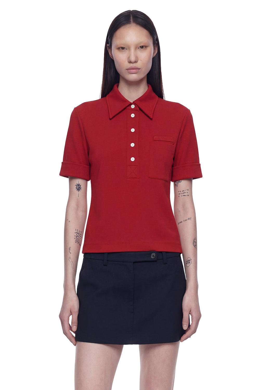 MIU MIU Technical Jersey Polo Shirt woman
