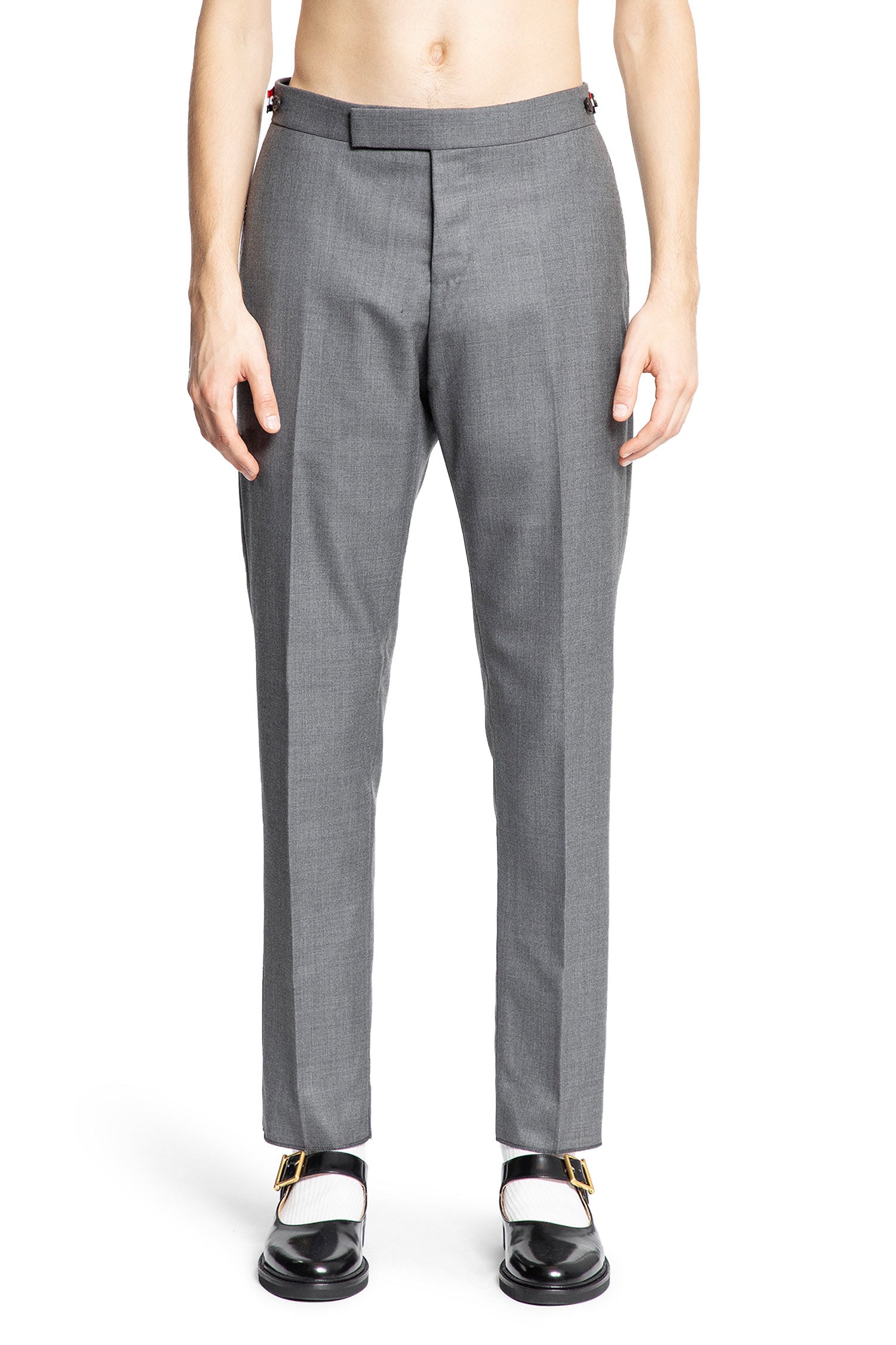 THOM BROWNE MAN GREY TROUSERS