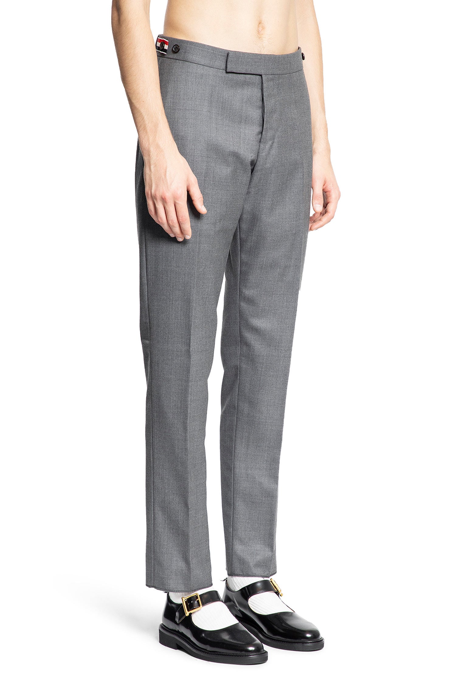 THOM BROWNE MAN GREY TROUSERS