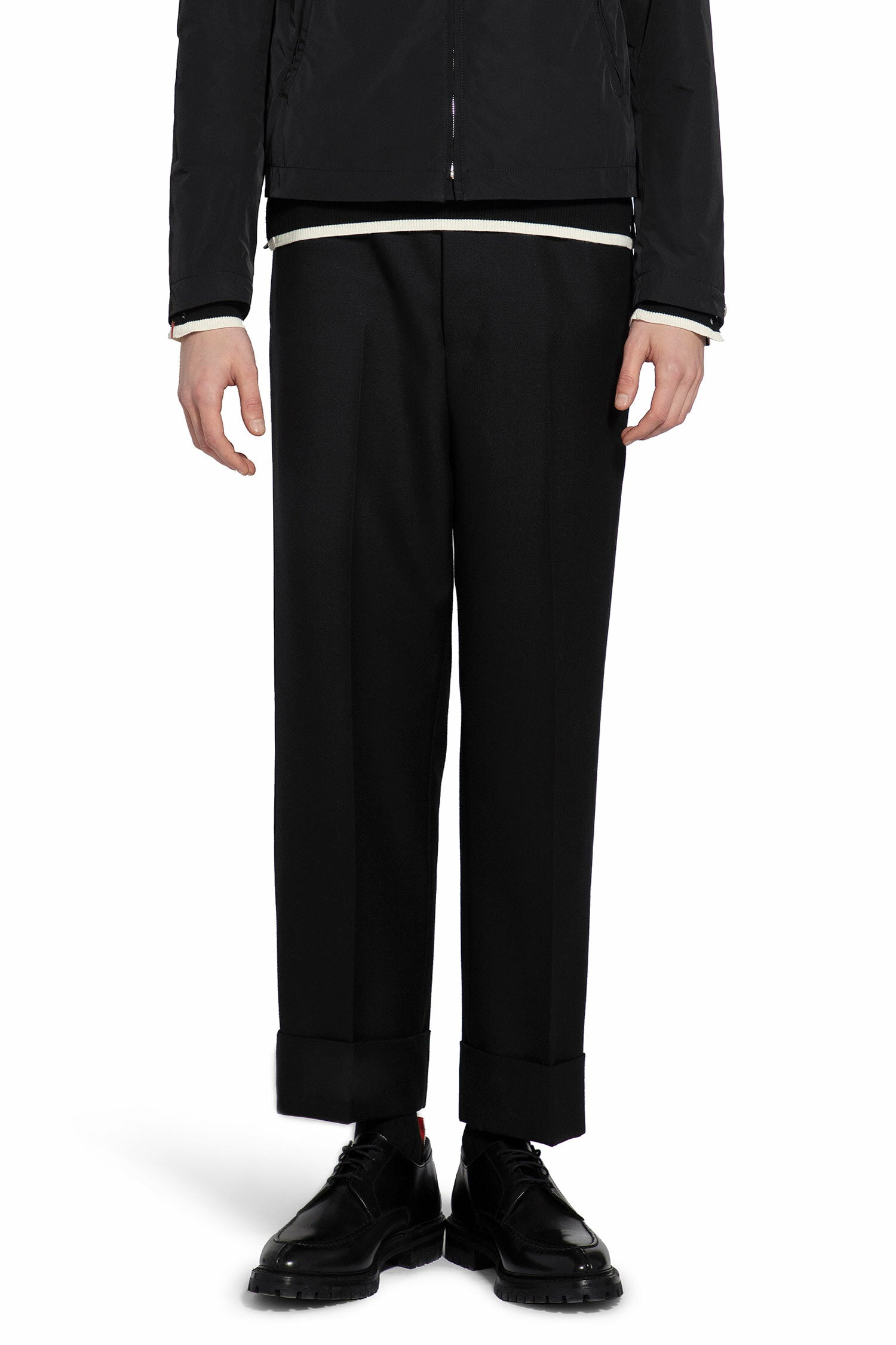 THOM BROWNE MAN BLACK TROUSERS