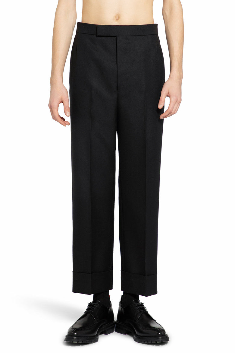 THOM BROWNE MAN BLACK TROUSERS