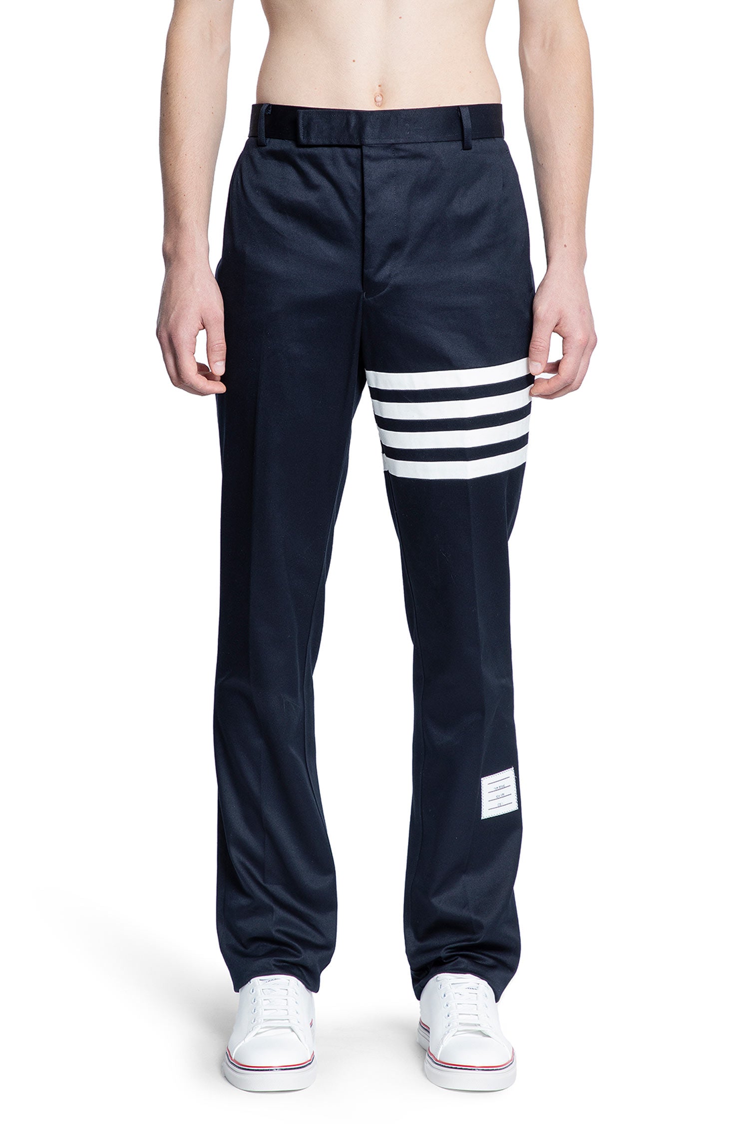 THOM BROWNE MAN BLACK TROUSERS