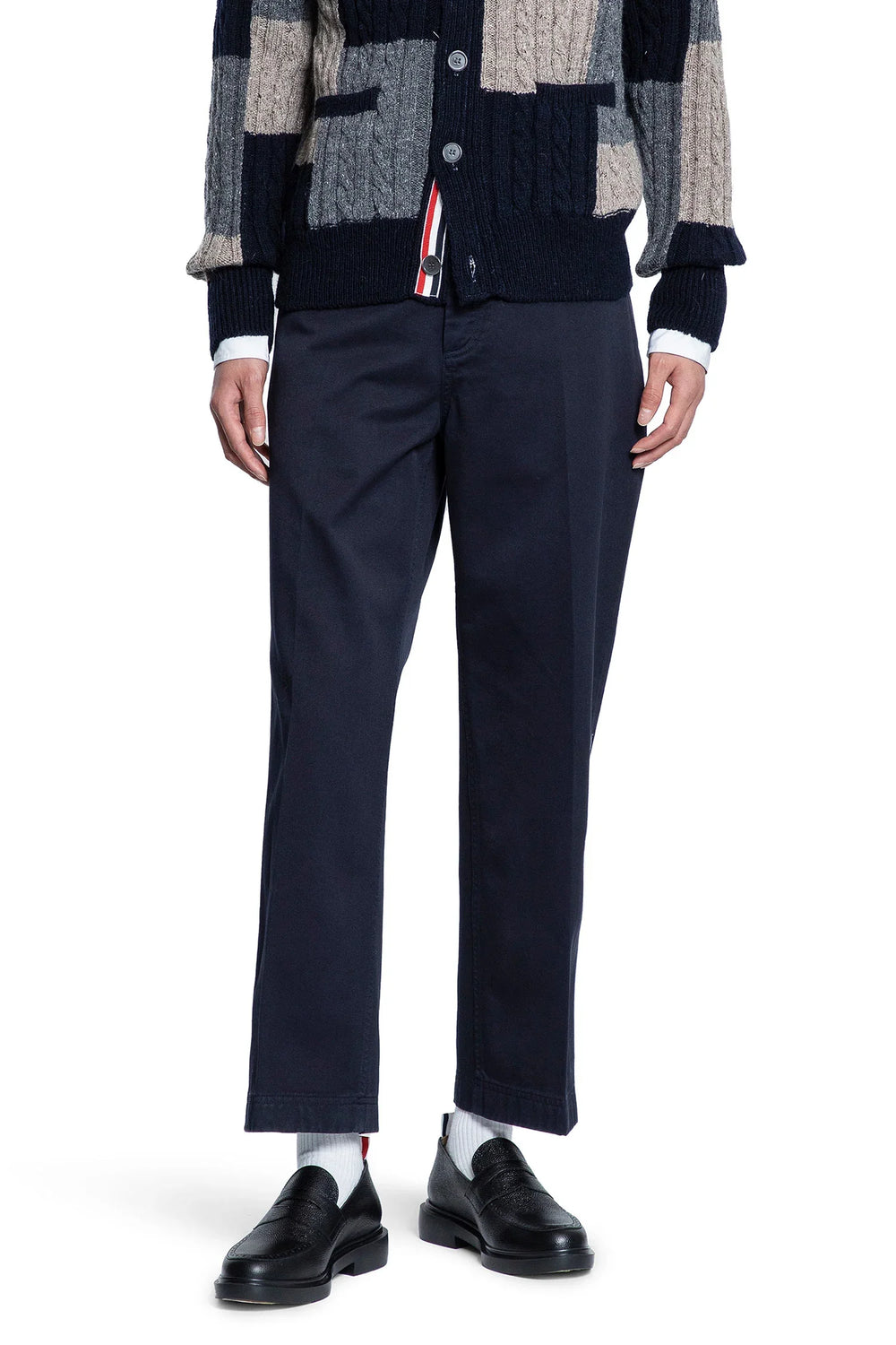 THOM BROWNE Garment Dyed Chino Trousers in Cotton Twill man