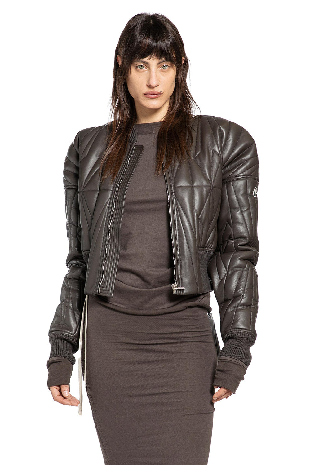 RICK OWENS Moncler x Rick Owens Geocamo Leather Jacket woman